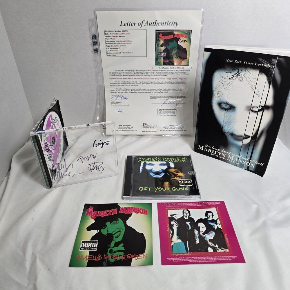 Marilyn Manson Smells Like Children Band Signed by 5 CD JSA LOA Berkowitz Twiggy